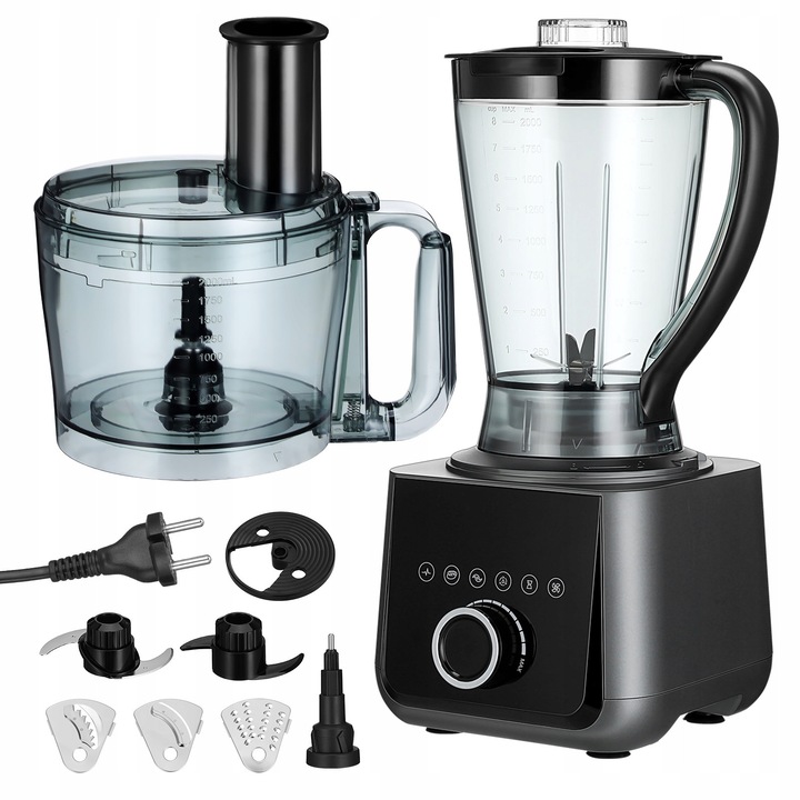 Кухненски робот 2.5л, с купа за смесване, мултифункционален, черен, размери 40.10x25.00x21.50см