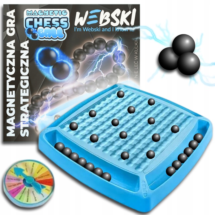 Társasjáték, Webski Mágneses Sakk Labda, 30 db mágneses golyó készlet, 28x28x3cm, többszínű