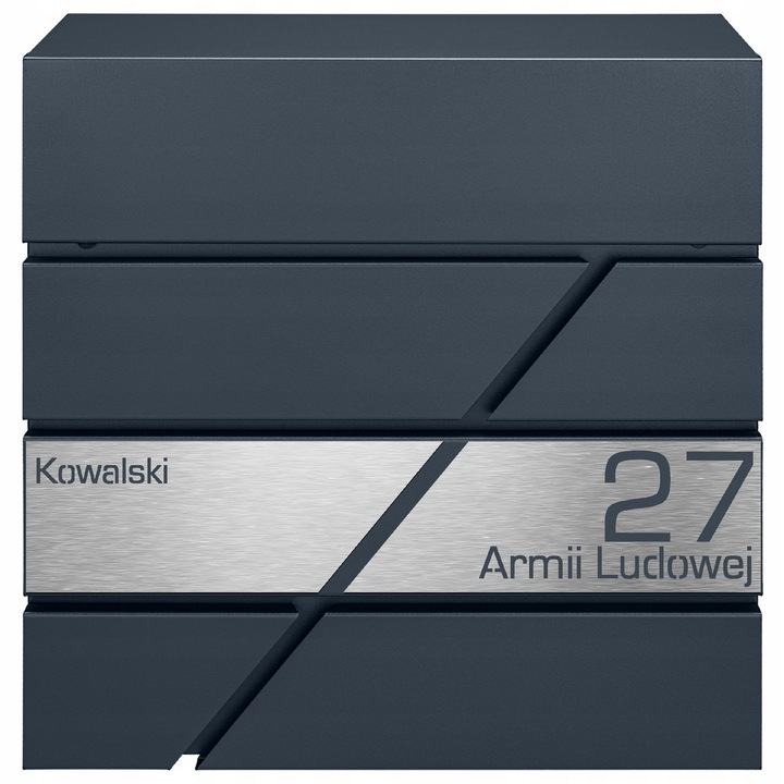 Cutie postala M-TEC Modern, antracit, 37x37x10,5cm, cu suport pentru ziare si tablica personalizata