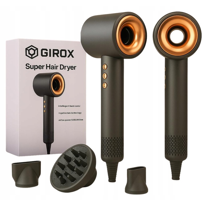 Uscator de par AISHANGKE X13, 1600W, 4 duze, argintiu, set