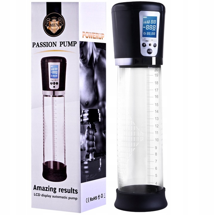 Автоматична секс помпа Ero-Bull, с LCD, 4 нива на мощност, черна, 20,5 см