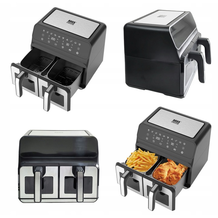 Bass olajmentes fritőz, BH10881 modell, 9L kapacitás, 10 program, LCD érintőképernyő, 2500W