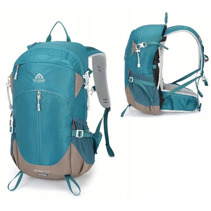 Rucsac turistic K&M 22L, turcoaz, sistem H2O, dimensiuni 48x27x18cm