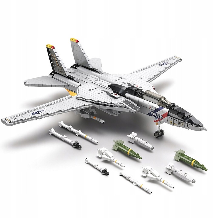 Set de constructie K&M, model avion de vanatoare, 1443 elemente, dimensiuni 66x55x17cm, detalii realiste