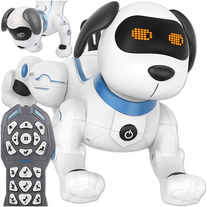 Robot interactiv MEMFLOW, caine RC, alb, 21.8x26x14.2cm, functii de mers si dans