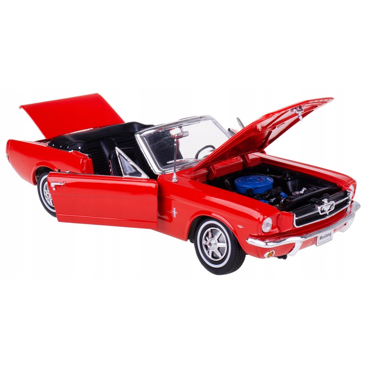 Fém modell 1964 1/2 Ford Mustang, Welly, piros, 25x10x7,5cm