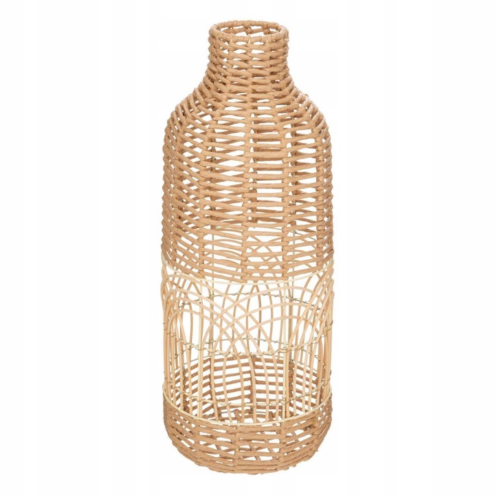Vazon decorativ rattan, Atmosphera, 55cm, bej, metalic, 22x22cm