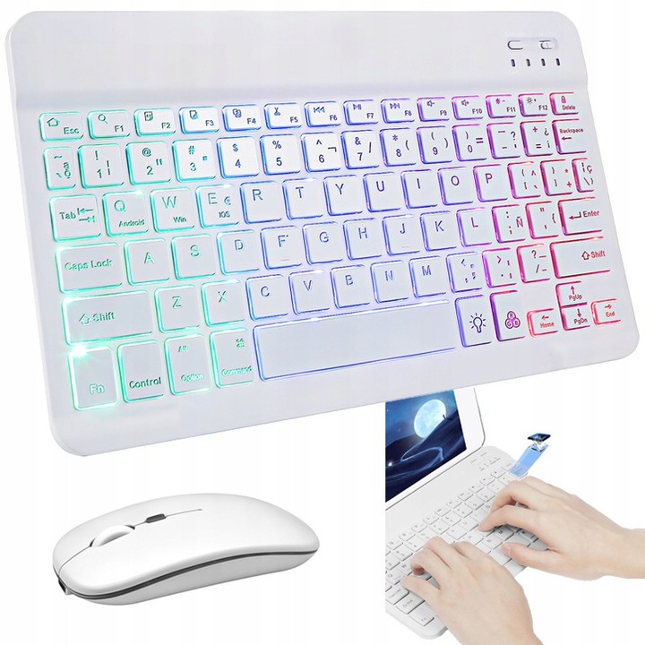 Set tastatura si mouse wireless, alb, dimensiuni 24,50x14,80x0,60cm, 11,00x5,50x2,50cm