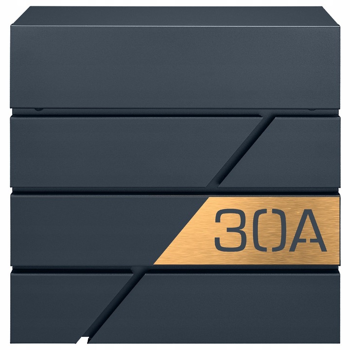 Cutie postala personalizata M-TEC Modern, antracit, 37x37x10,5cm, cu suport pentru ziare, 2 chei