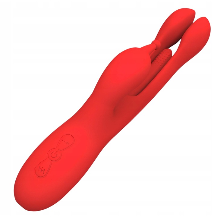 GDD 3in1 női vibrátor, 7 vibrációs mód, 7 nyalási mód, piros, 19x4,2cm