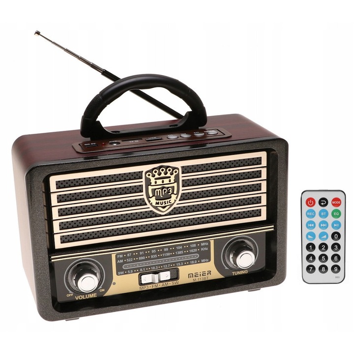Radio portabil cu Bluetooth, functie MP3, 23x11,5x16cm, set cu cablu si pilot