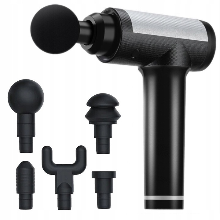 Масажен пистолет, Fascial Gun, 30 вибрационни програми, 5 сменяеми глави, 16x22x4,5 см