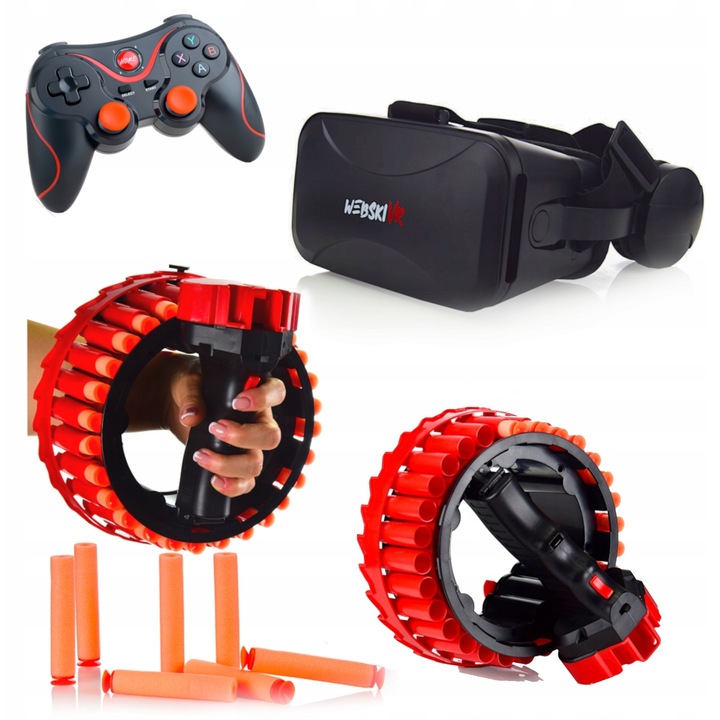 Set Ochelari VR Webski J30 cu Filtru de Lumina Albastra si Gamepad Wireless, Dimensiuni Maxime Telefon 175x80mm