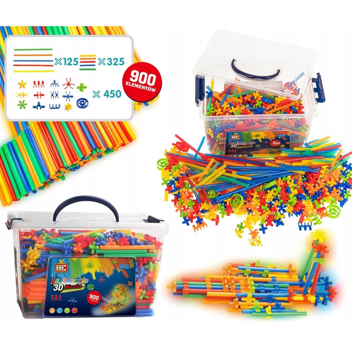 TRIFOX építőkészlet, Mega Kockakészlet, 900 elemes, világító, gyermekeknek