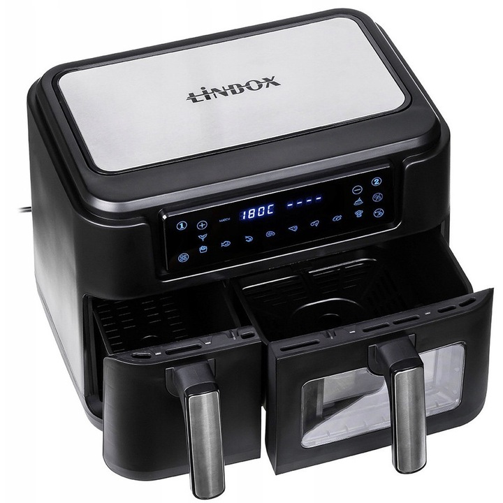 Friteuza fara ulei ZLARO 2400W 10L, 2 cosuri, temperatura 80-200C, dimensiuni 28.5x36.5x33.5cm