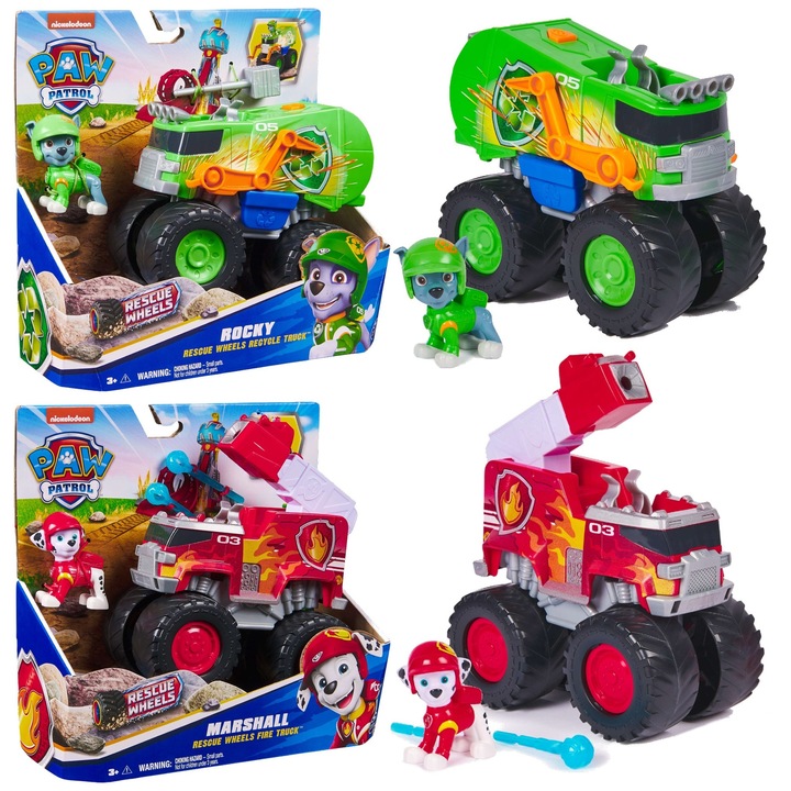 Set 2 vehicule de teren cu figurine, Spin Master, Paw Patrol, 17x14x9 cm, multicolor