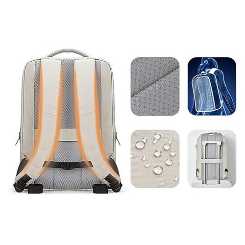 Rucsac laptop K&M, 15,6'', impermeabil, crem, 29,5x17x45cm
