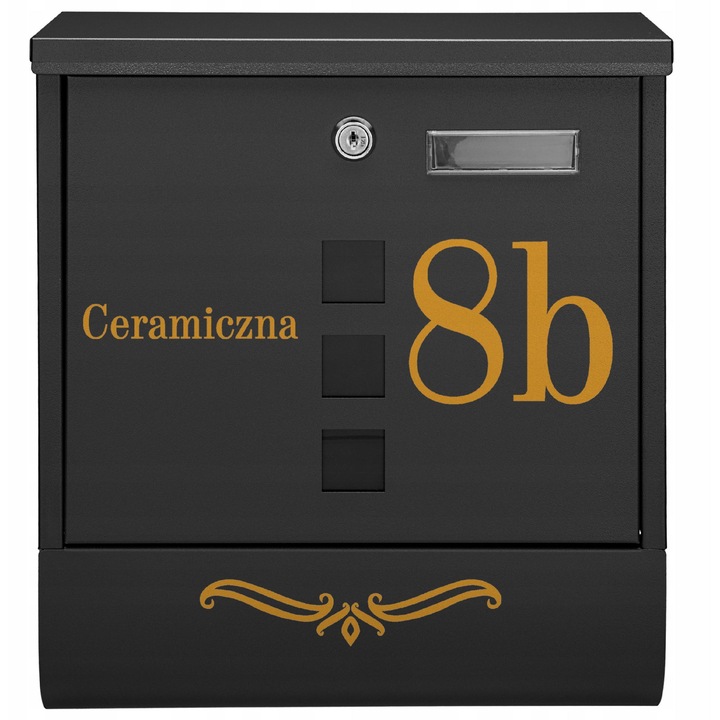 Cutie postala personalizata M-TEC Classic, 3 vizorii, neagra, 34x30x9,5cm