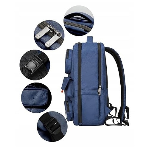 Rucsac laptop K&M, 15,6'', waterproof, ergonomic, albastru, 29,5x17x45cm