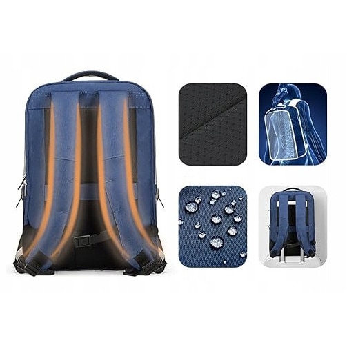 Rucsac laptop K&M, 15,6'', waterproof, ergonomic, albastru, 29,5x17x45cm