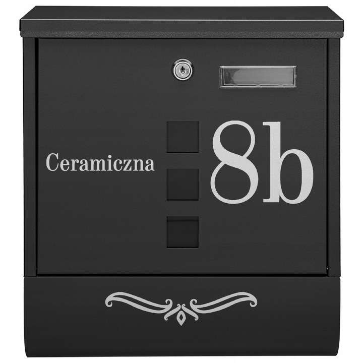 Cutie postala personalizata M-TEC Classic, 3 vizorii, neagra, 34x30x9,5cm