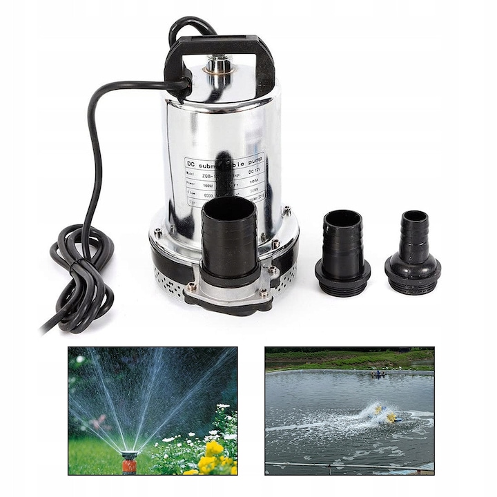 Pompa submersibila pentru apa, 12V, 220W, motor din cupru, inox, utilizare universala