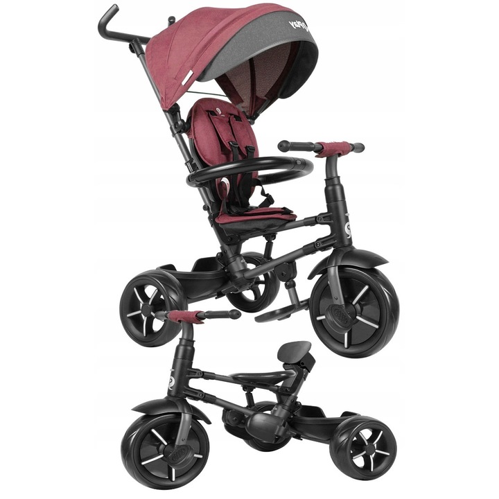 Триколка Qplay, 3 колела, с управление, 5-точков колан, многоцветна, 102 см