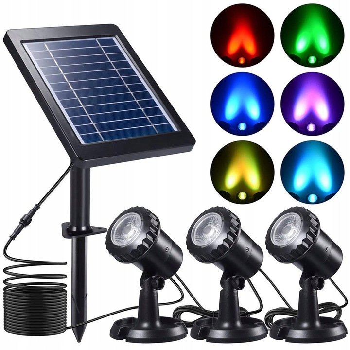 Set de 3 Reflectoare Solare RGB, Picker, IP68, 1W, 22,6x17,8x10,7cm