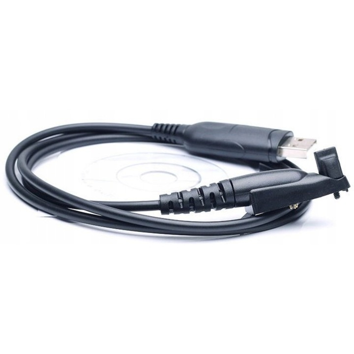 Cablu USB pentru programare Motorola, 100cm, culoare neagra, set cu disc de drivere