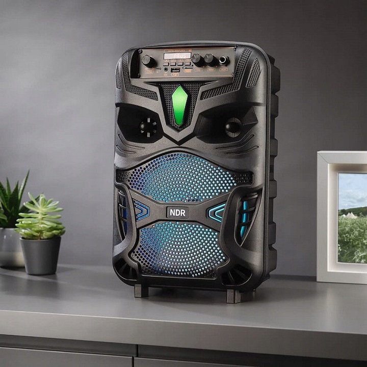 Set Karaoke cu Microfon, 120W, Bluetooth, efecte luminoase, 38x24x21cm