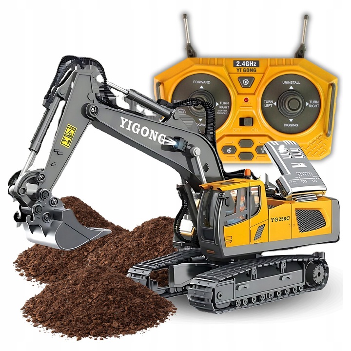 RC lánctalpas kotrógép, mentés, 1:20, fény- és hangfunkciók, 28x11x28cm