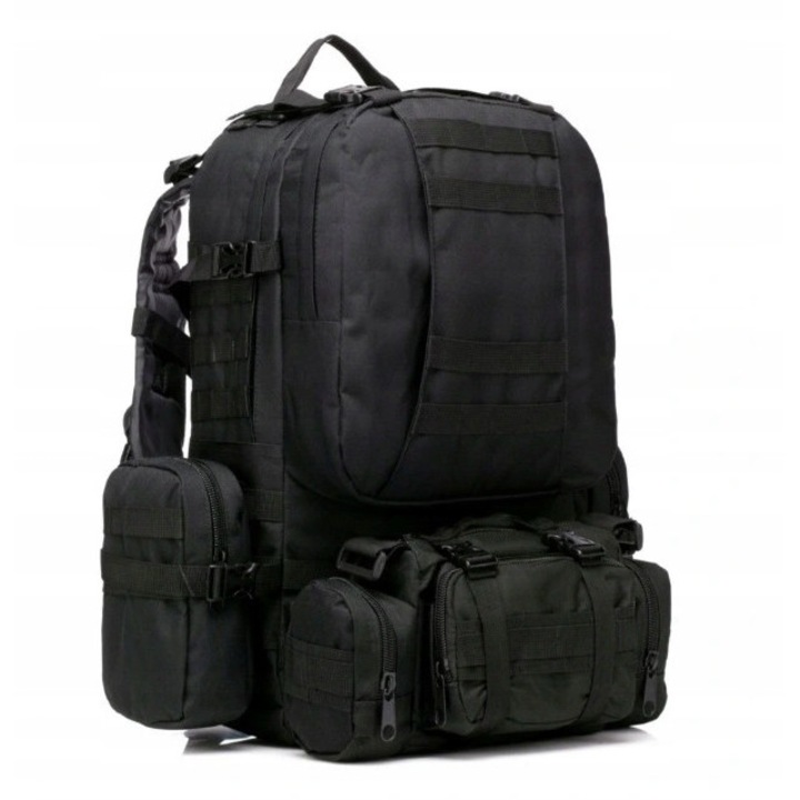 Rucsac tactic K&M 50L, 4 in 1, negru, dimensiuni 50x30x22cm