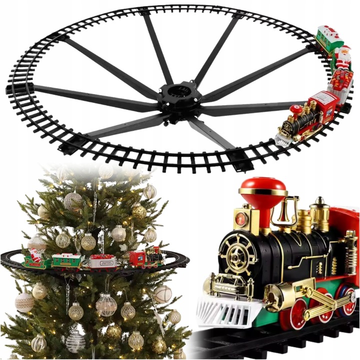Karácsonyi díszítő szett, Korbi, vonat Mikulással, mozgó effektusokkal, fénnyel és hanggal, többszínű, mérete 87cm