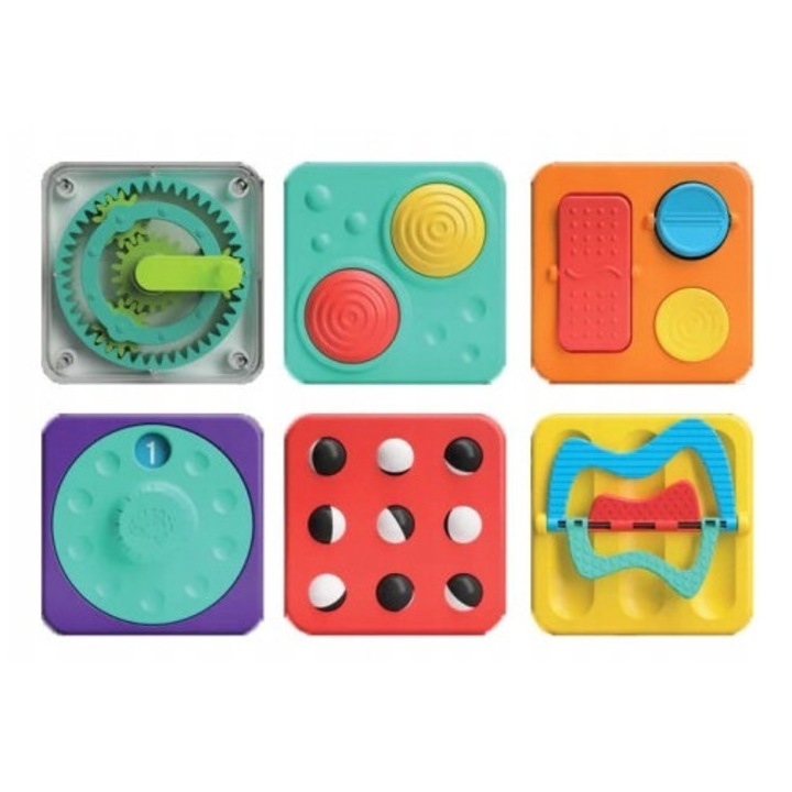 Tabla activitati modulare PlayTab, 6 patrate magnetice, senzoriala, 12 luni+, dimensiuni variabile