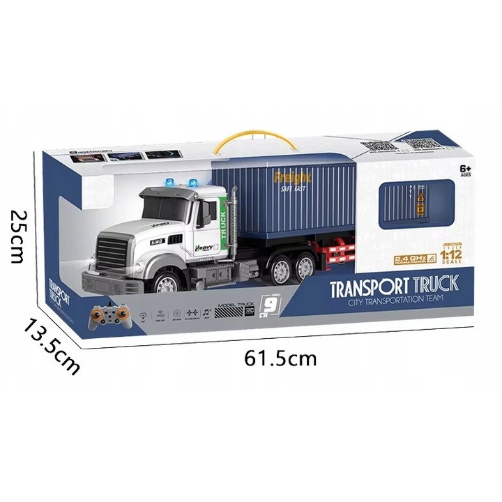Camion de jucarie mare cu telecomanda, HH Poland, 58x18,5x12cm, LED, sunet