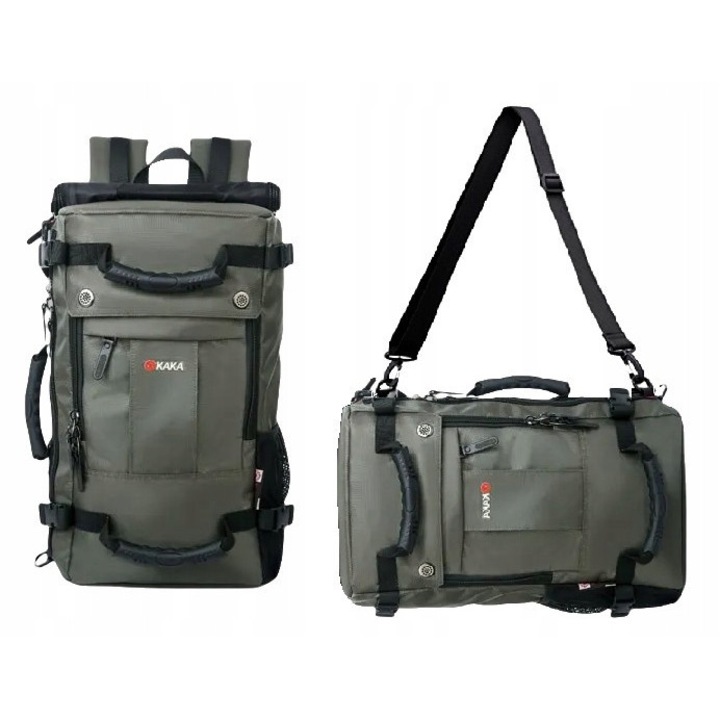 Rucsac/torba 3in1 K&M 40l, khaki, waterproof, compartiment pentru laptop 17"