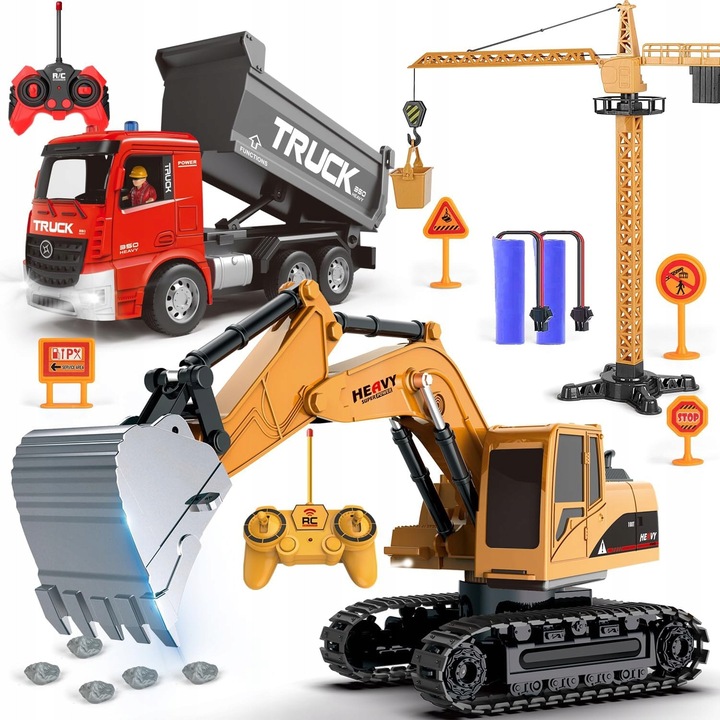 Set utilaje de constructie, ToysPlanet, 3 in 1, multicolor