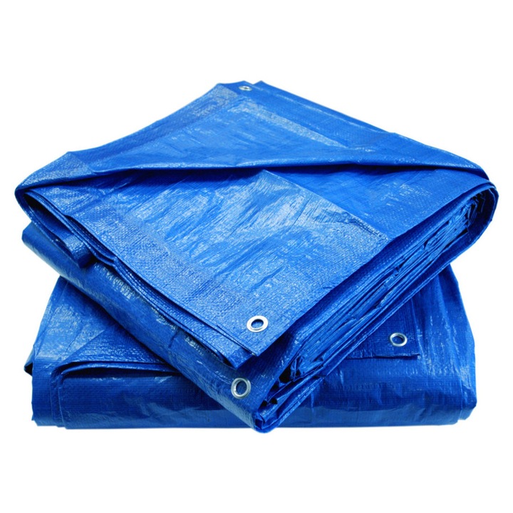 Prelata 10x10m, albastra, rezistenta, 75g/m2, set de protectie