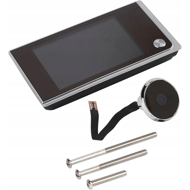 Vizor electronic, 3,5" LCD, camera cu unghi larg, alimentare baterii, set complet, argintiu/ negru