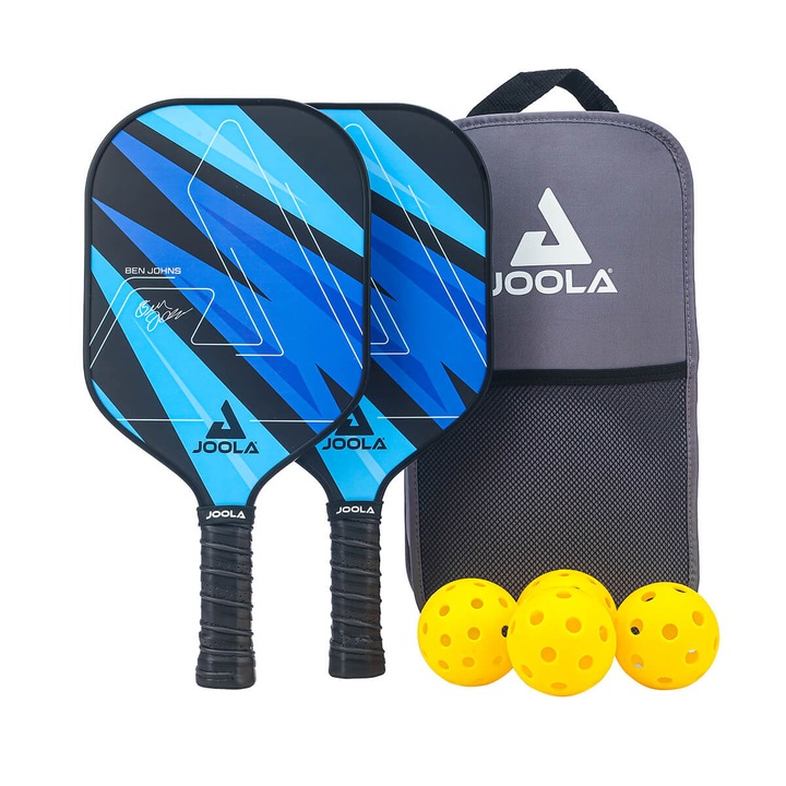 JOOLA Ben Johns Blue Lightning pickleball ütőkészlet, 2 ütő, 4 labda, 39,5x20cm, kék