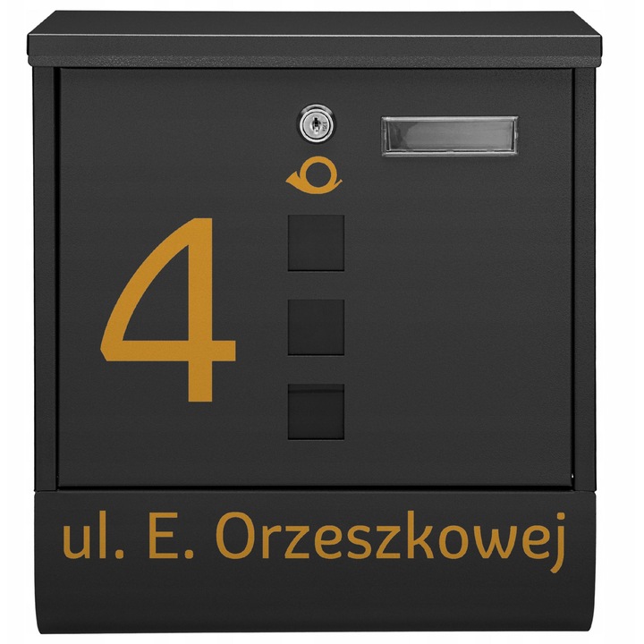 Cutie postala personalizata M-TEC Classic, 3 vizorii, neagra, 34x30x9,5cm