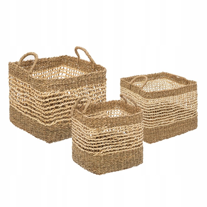 Set 3 cosuri din ratan, Atmosphera, stil boho, 45,5x29x34cm