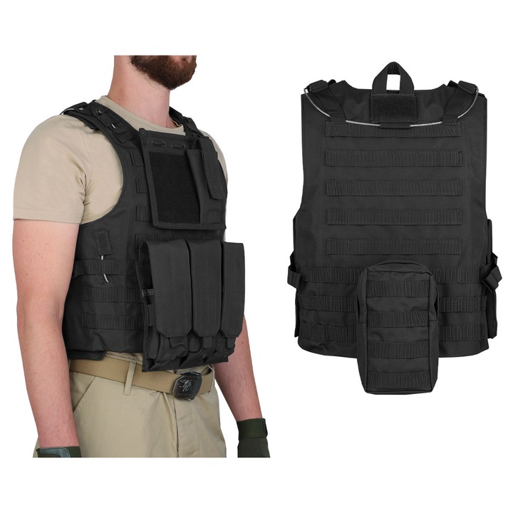 Тактическа жилетка, Dominator, FSBE, черна, найлон, Един размер INTL