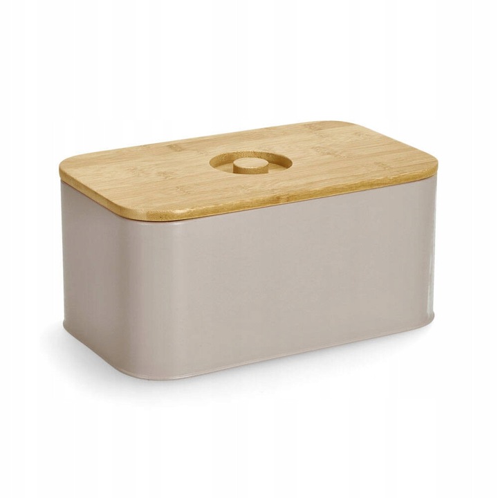 Cutie alimentara metalica Zeller cu capac din bambus, 30x18x13cm, design modern, culoare verde