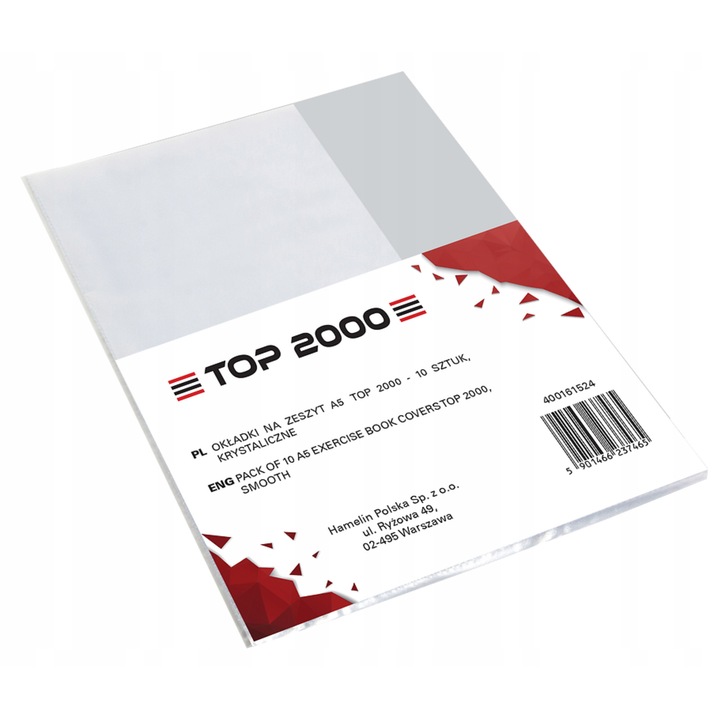 10 db A5 méretű borító, Top-2000, PP, átlátszó, 90 mic. szett