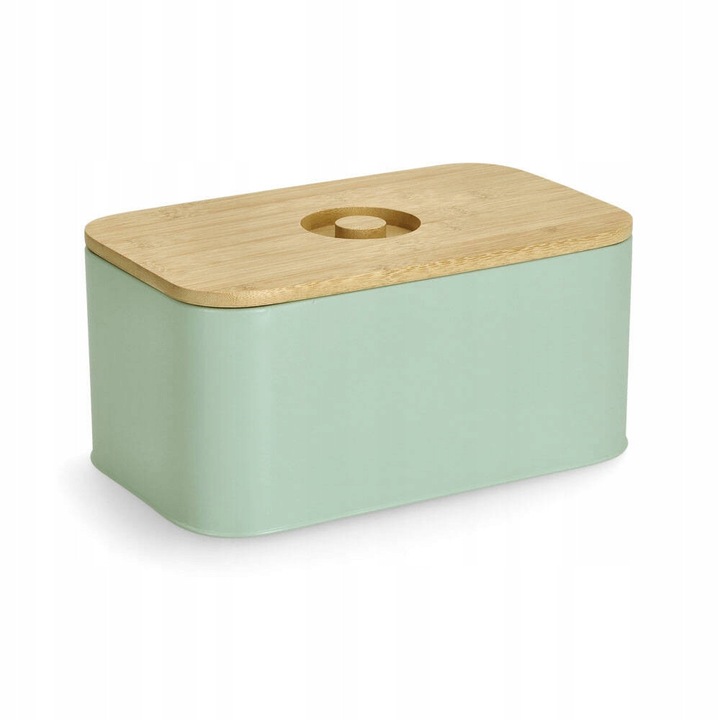 Cutie alimentara metalica cu capac din bambus, Zeller, verde, 30x18x13cm