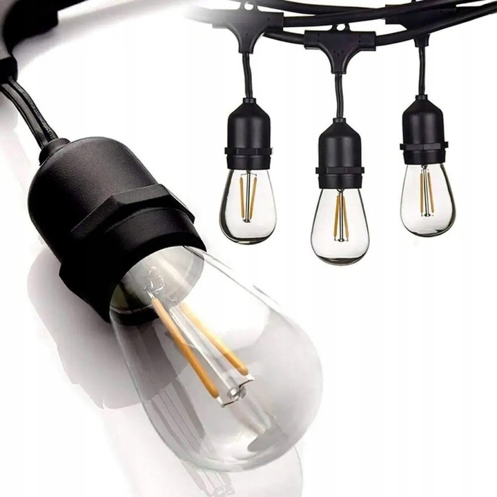 Ghirlanda de exterior 20m, 20 becuri LED, rezistenta la apa, cablu gros