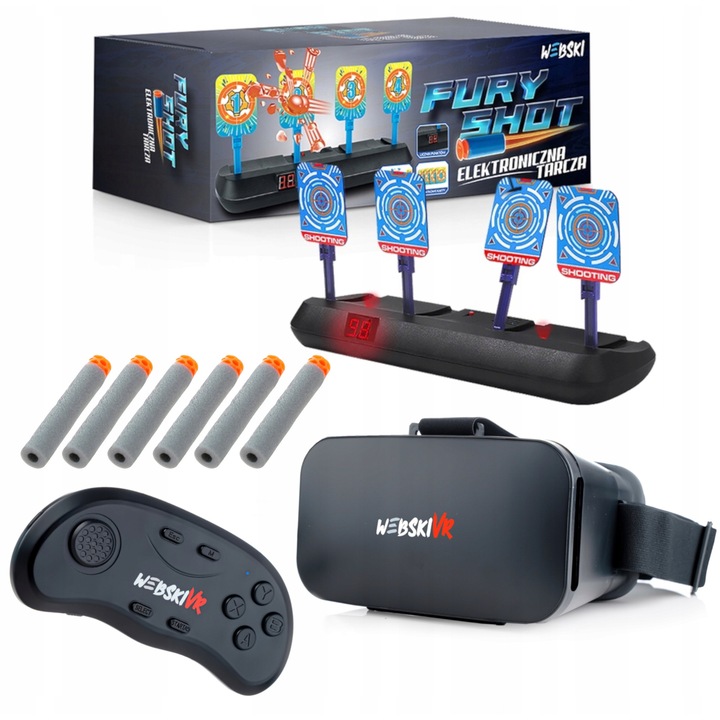 Ochelari VR 3D 360°, Webski, cu gamepad wireless si tinta electronica, 80x160mm