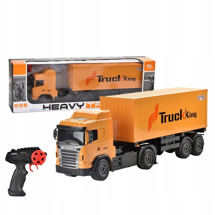 Camion de jucarie cu remorca, 54,5x18,5x12cm, efecte luminoase, set cu telecomanda