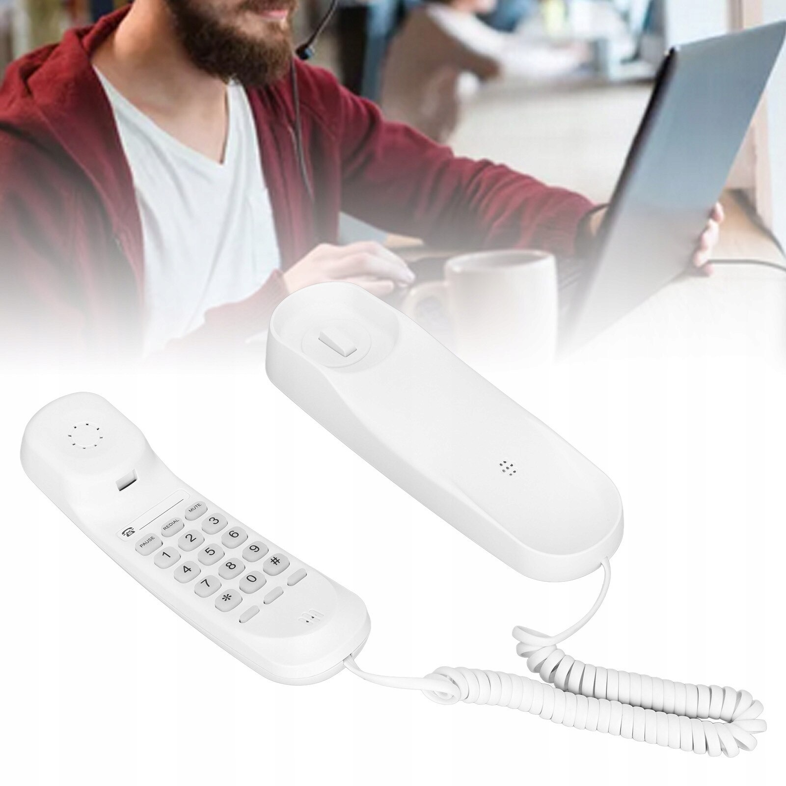 Telefon fix cu fir, alb, functie de re-dialare - eMAG.ro